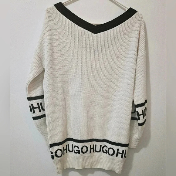 Hugo Boss Oversized Eggshell Cottage Wide Neckline Bishops Sleeve sz S - Picture 3 of 17
